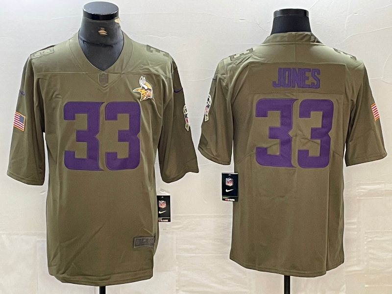 Men's Minnesota Vikings Aaron Jones #33 Olive Jersey